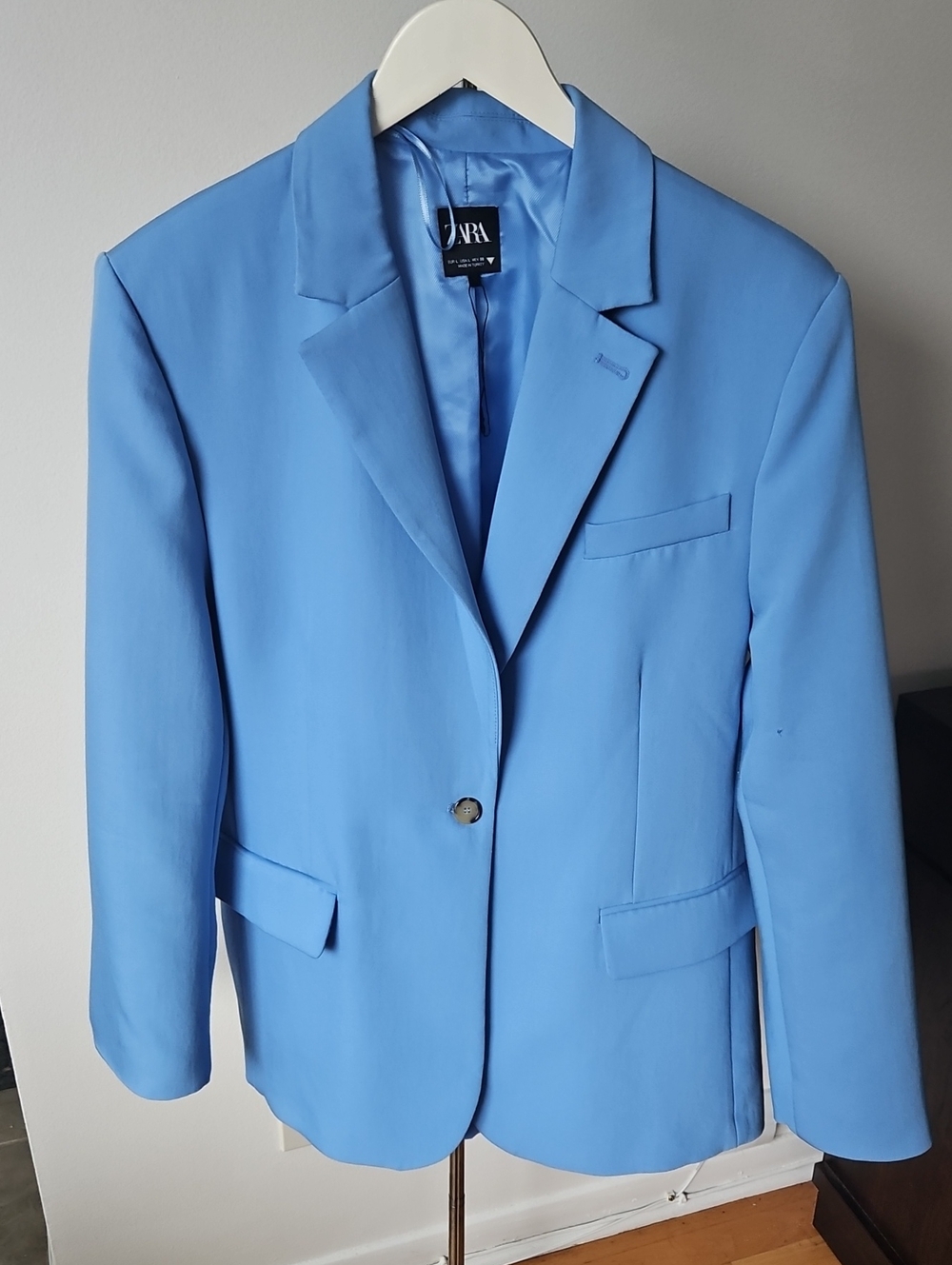 Zara Sky Blue Single-Button Blazer